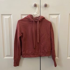 soft maroon drawstring sweatshirt